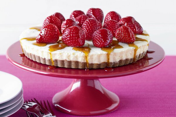 Pastel de fresa para el postre