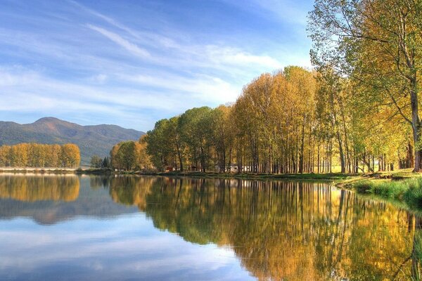 La surface du lac dans le parc d automne