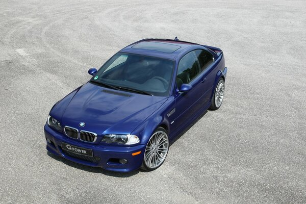 Blue BMW. Stylish car. Disks