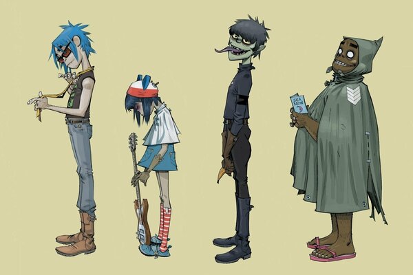 Dessin du groupe de musique Gorillaz