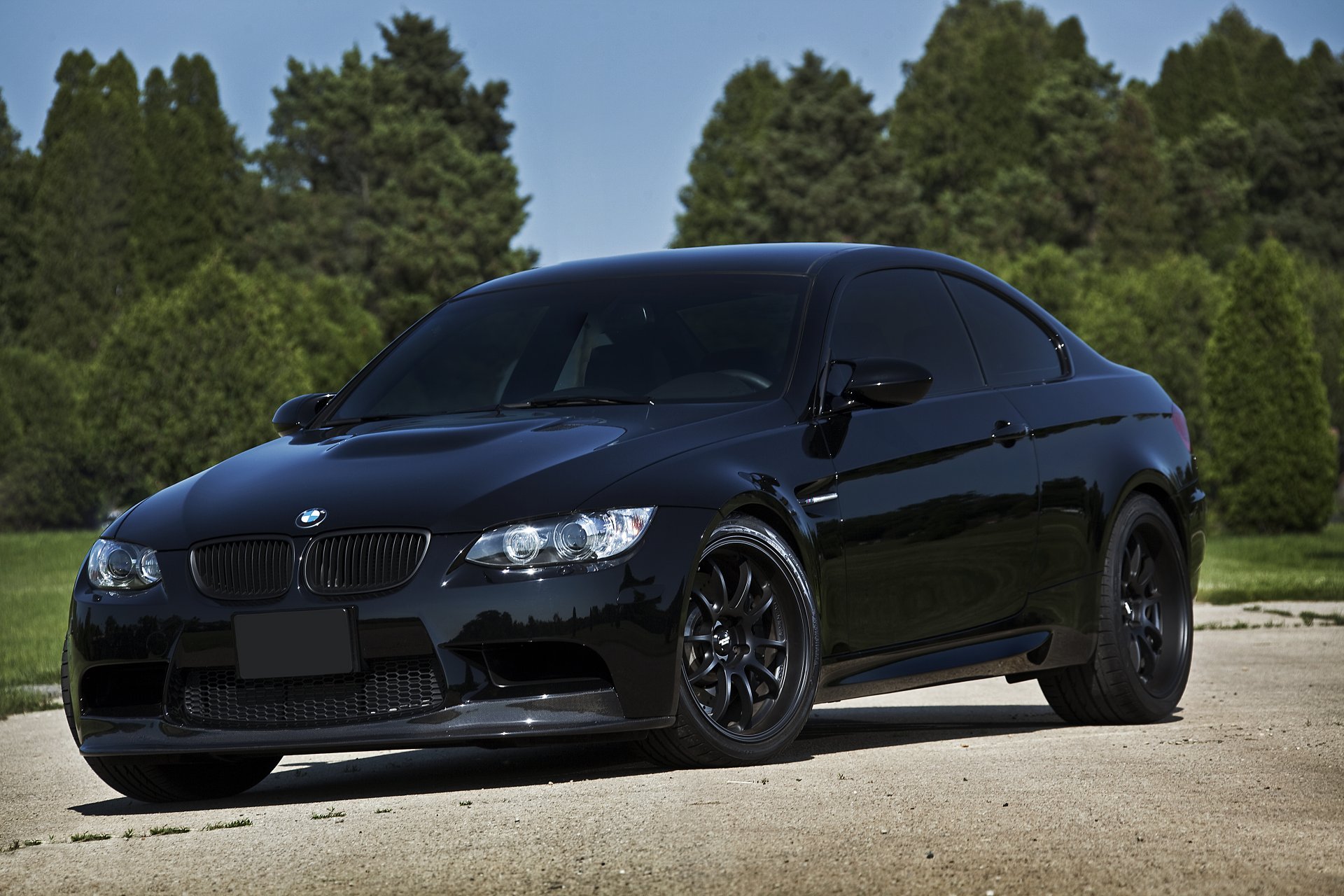 bmw m3 black bmw reflection trees cloud