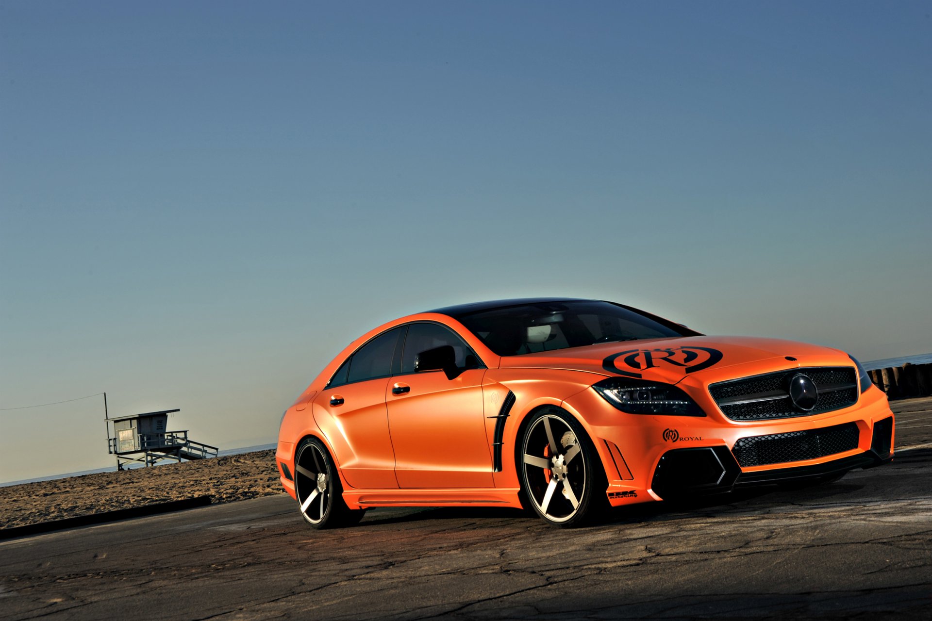 mercedes-benz amg cls-klasse cls 63 c218 orange mercedes benz tuning sky beach