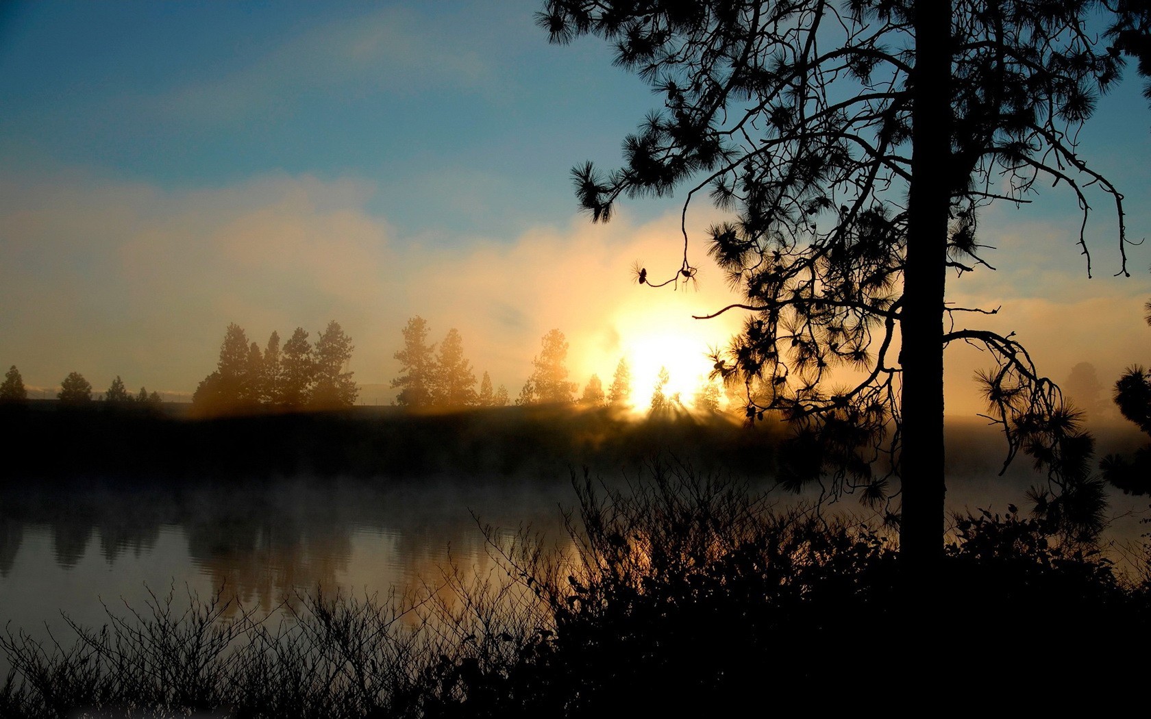 nature ciel soleil lac