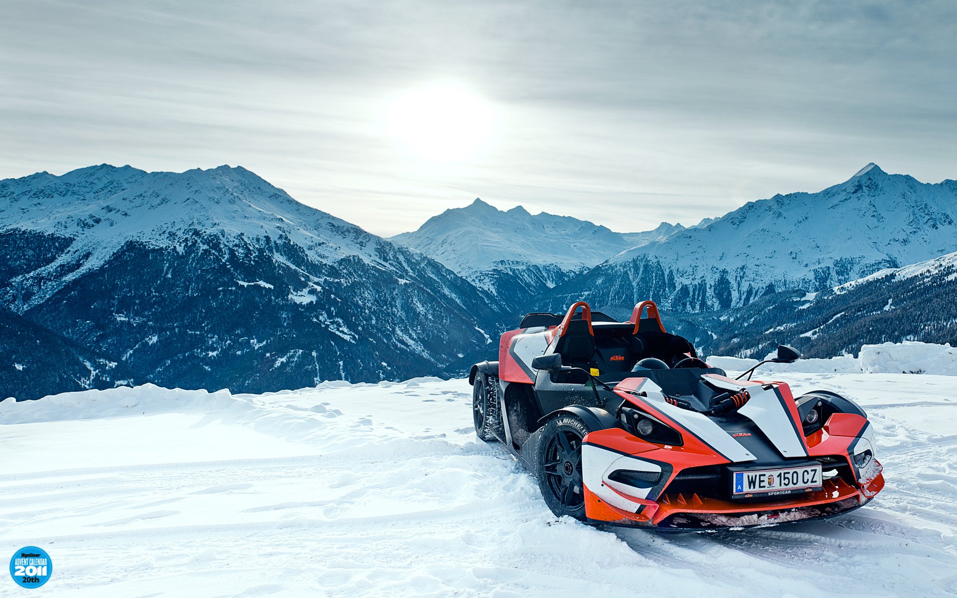 top gear advent calendar 20th the highest gear x-bow ktm x-bow supercar snow mountain sky