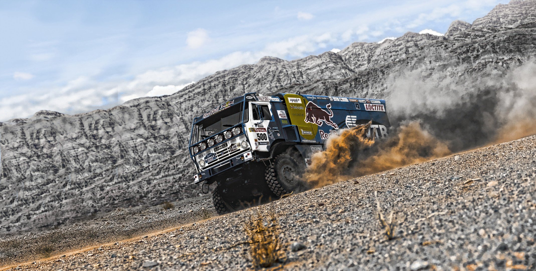 kamaz rally paris-dakar truck kamaz-master desert sand dust mountain