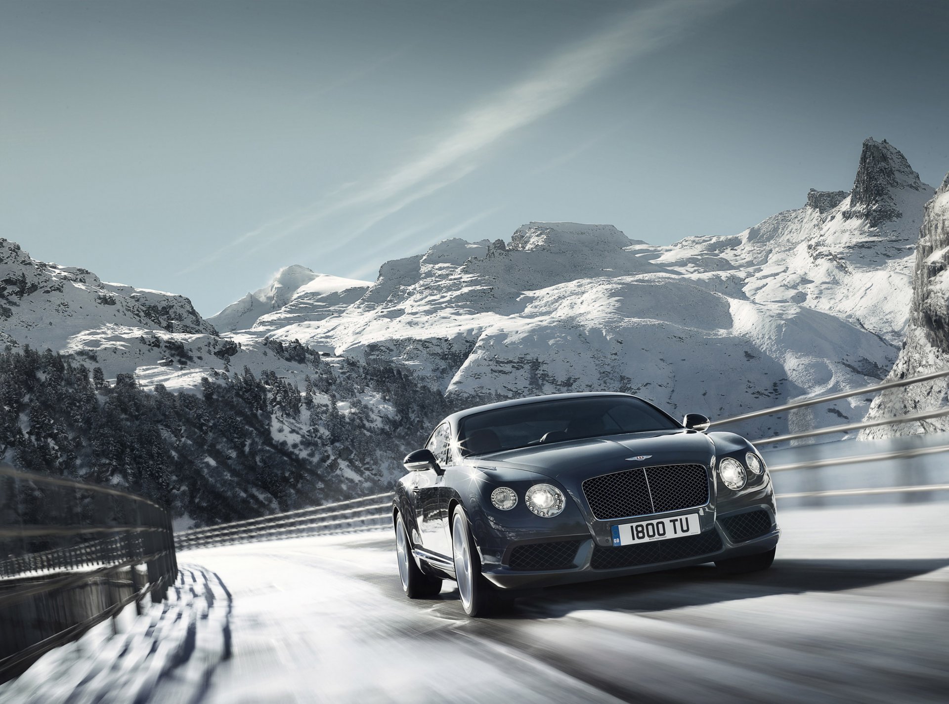 2012 bentley continental gt v8 car nature mountains trees snow road speed sky car 2695x2000