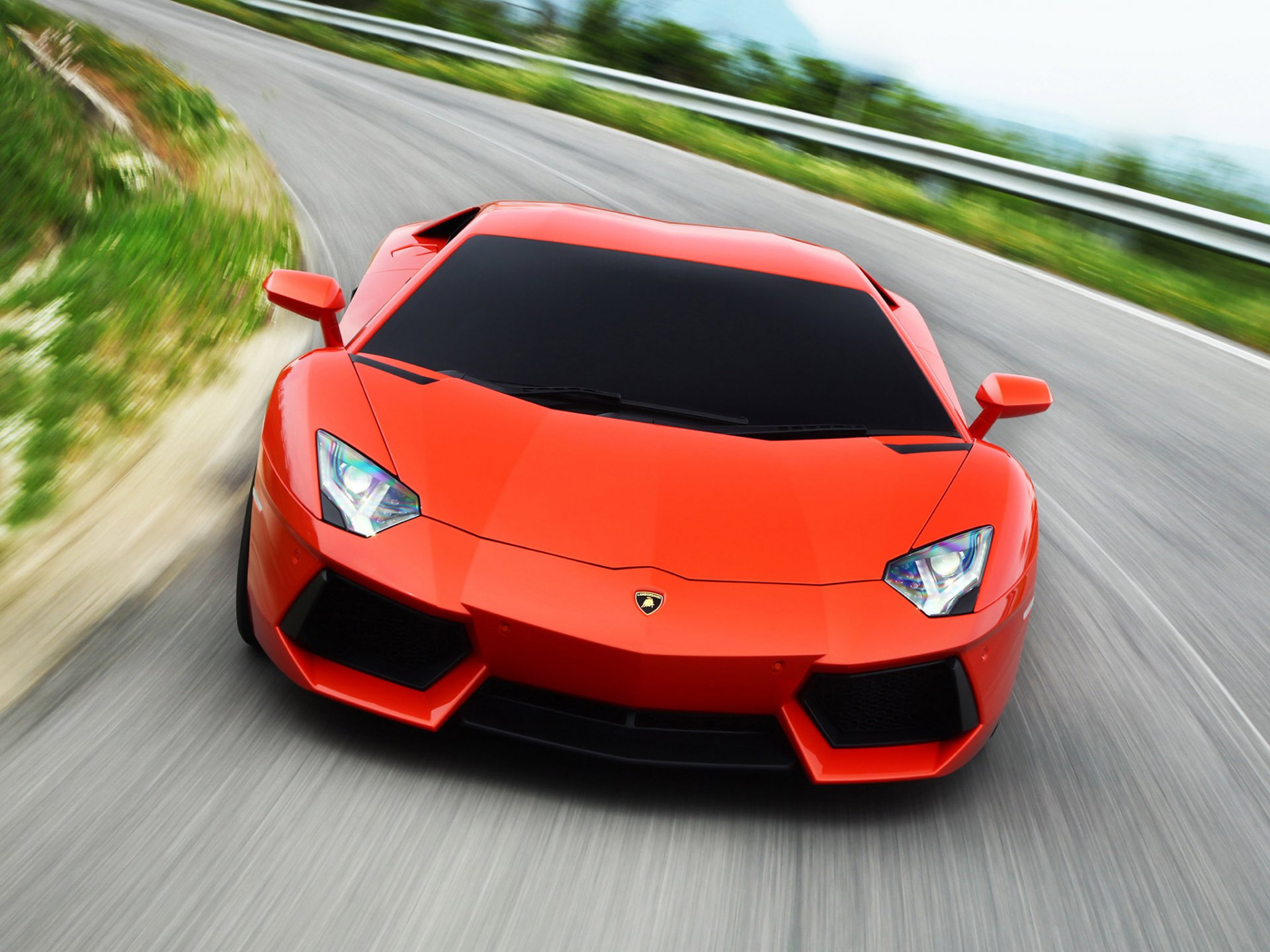 lamborghini aventador lp700-4 красотка фары дорога фон