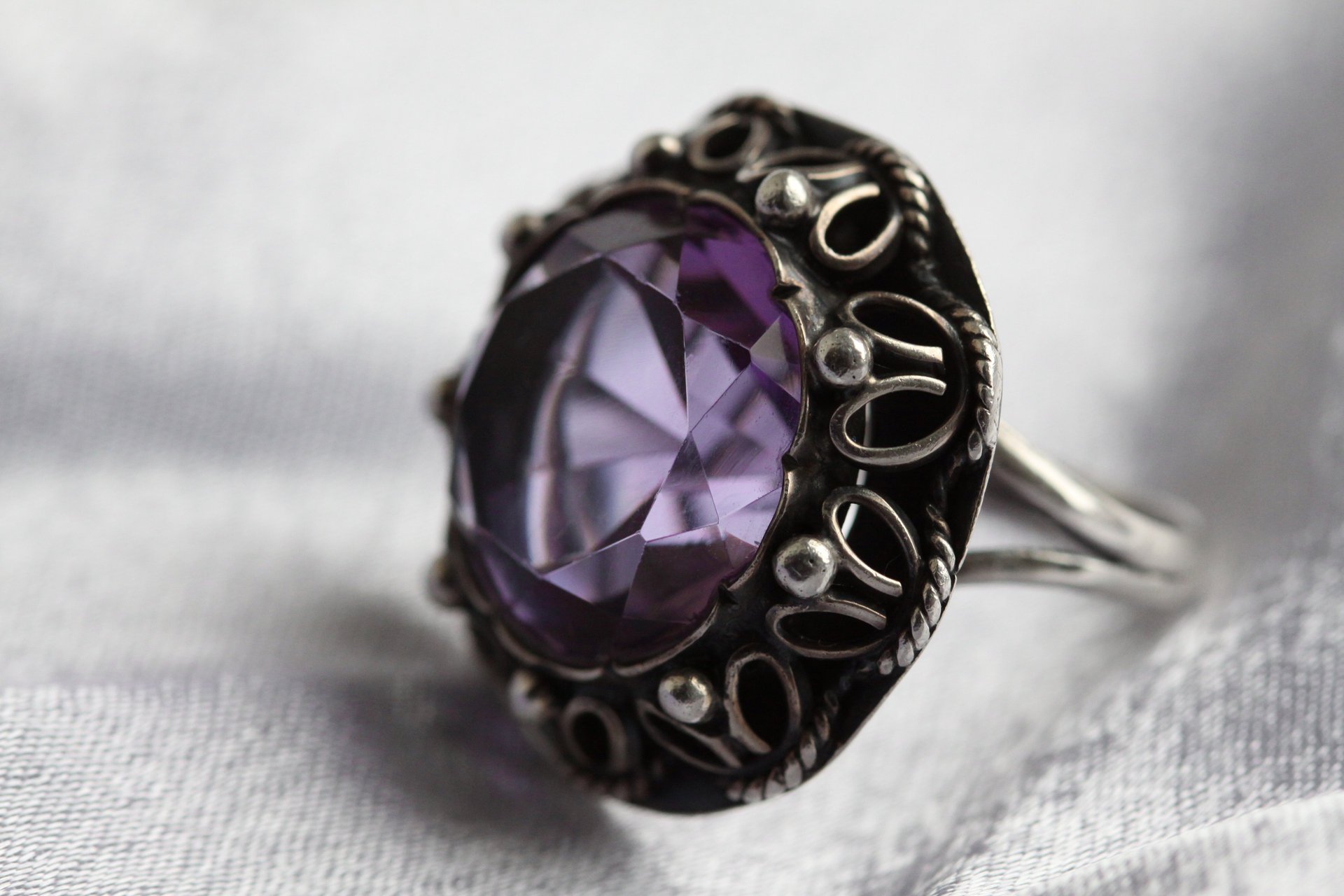 schmuck stein amethyst silber ring