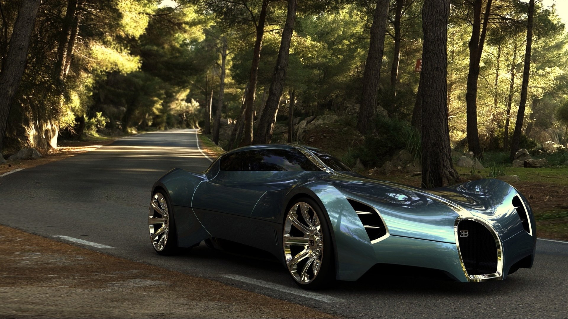 bugatti aerolithe concepto 2025 carretera bosque