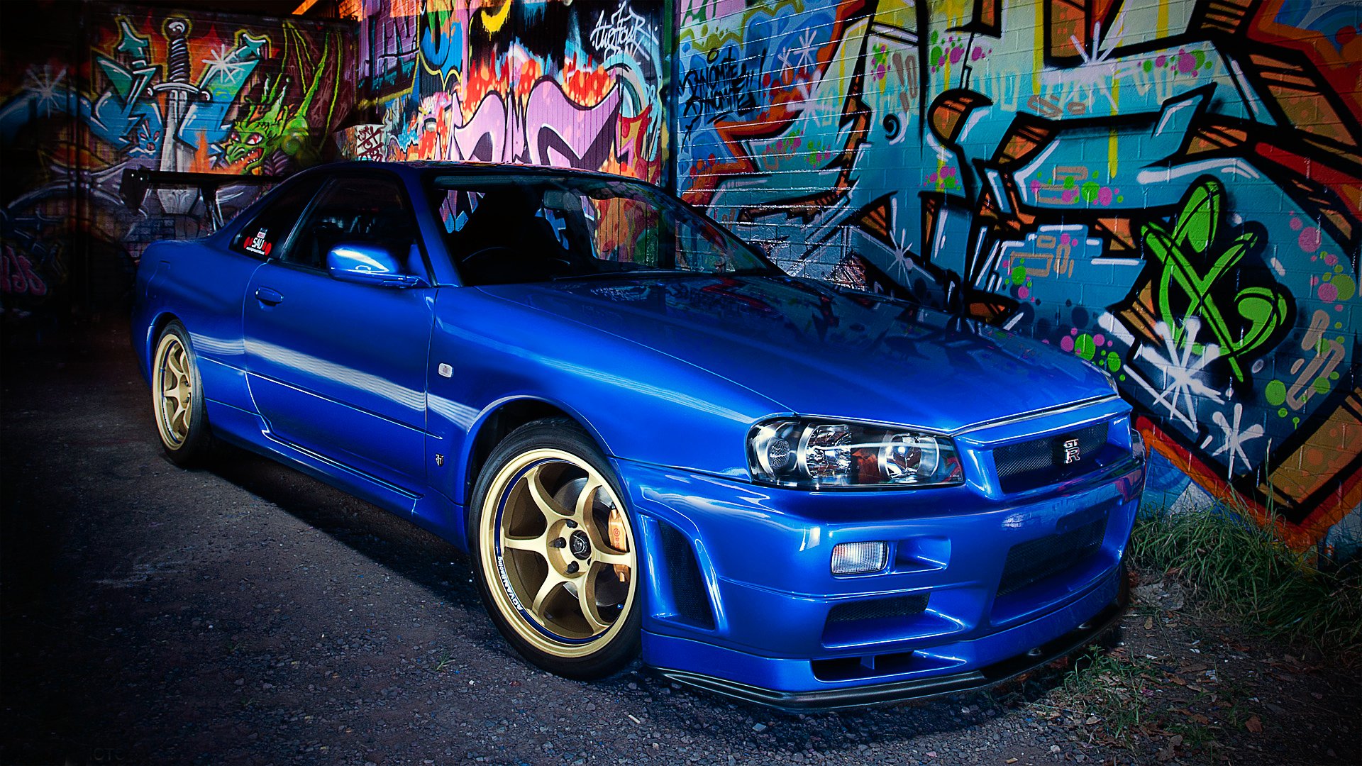 nissan skyline r34 blau nissan skyline graffiti