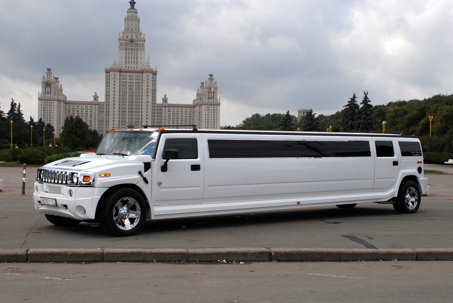 hummer white hamer limousine street