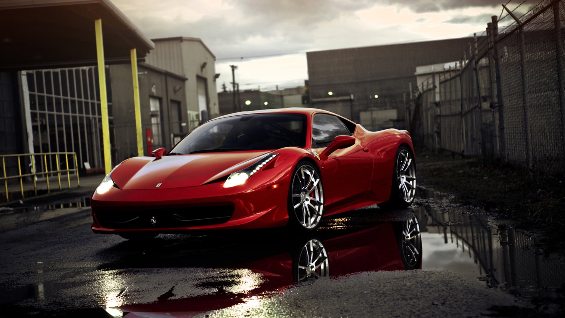 ferrari 458 italia феррари красные лужи отражение суперкар