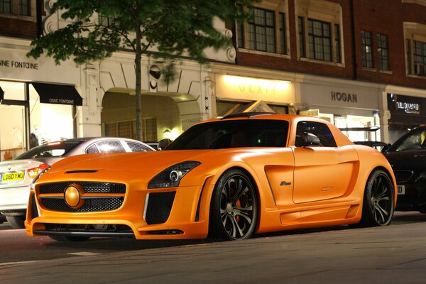 Mercedes-benz tuning car on the night street