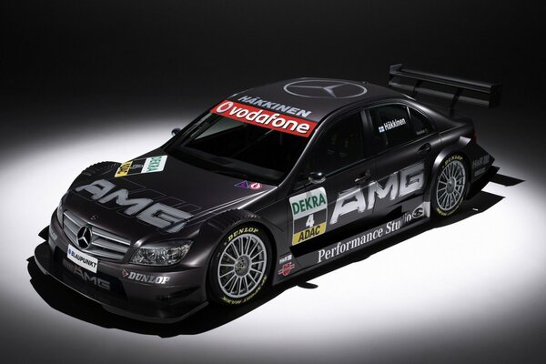 Voiture de sport noir amg, DTM, mercedes vue latérale