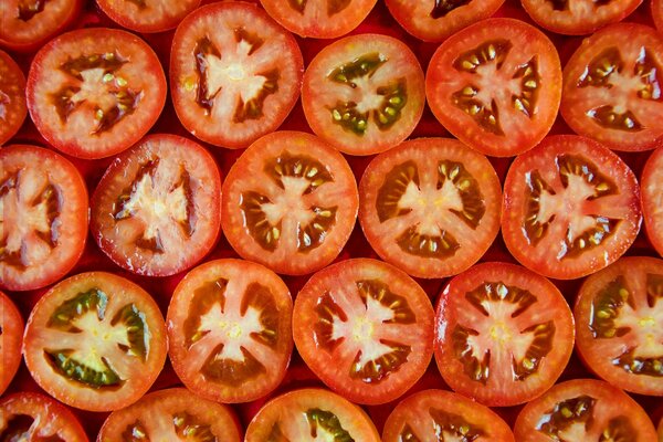 Tranches de tomates en gros plan