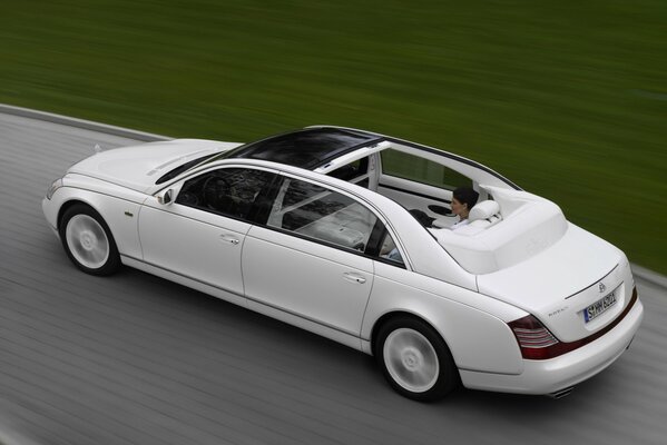 Open-top Maybach on the road