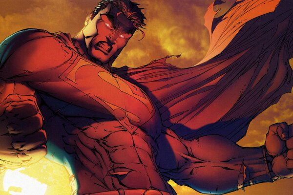 Superman dans les couleurs rouges de feu