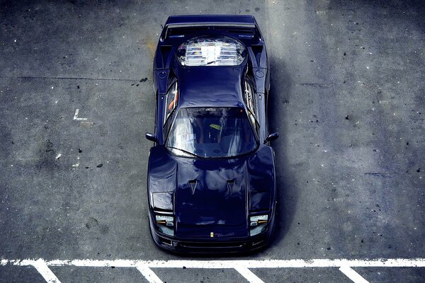 Blue car on a gray background