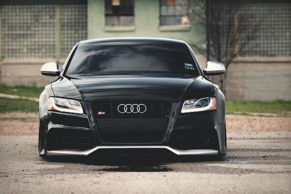 Black Audi sports car front view