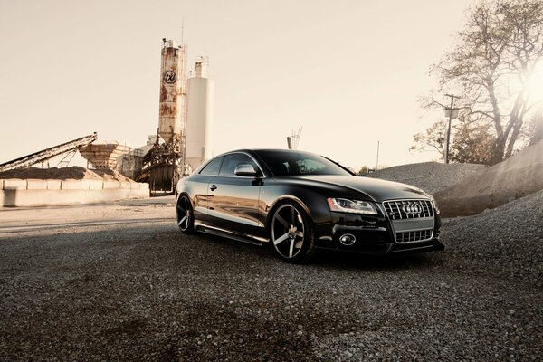 Tuned Audi on the background of the factory