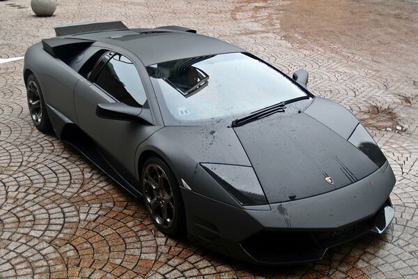 Black Matte Lamborghini top view