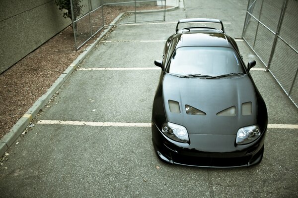 Tuned black Toyota view from the top