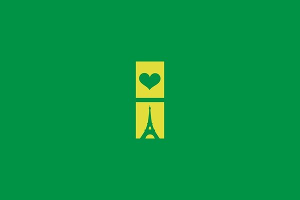 Tour Eiffel et coeur sur fond vert