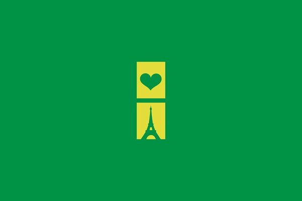 Wieża Eiffla i serce na zielonym tle