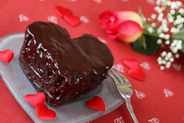 Dessert au chocolat en forme de coeur