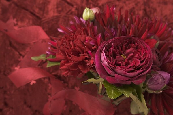 Crimson bard bouquet of flowers