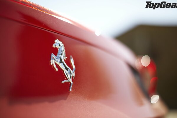 The Ferrari emblem in the top gear transmission