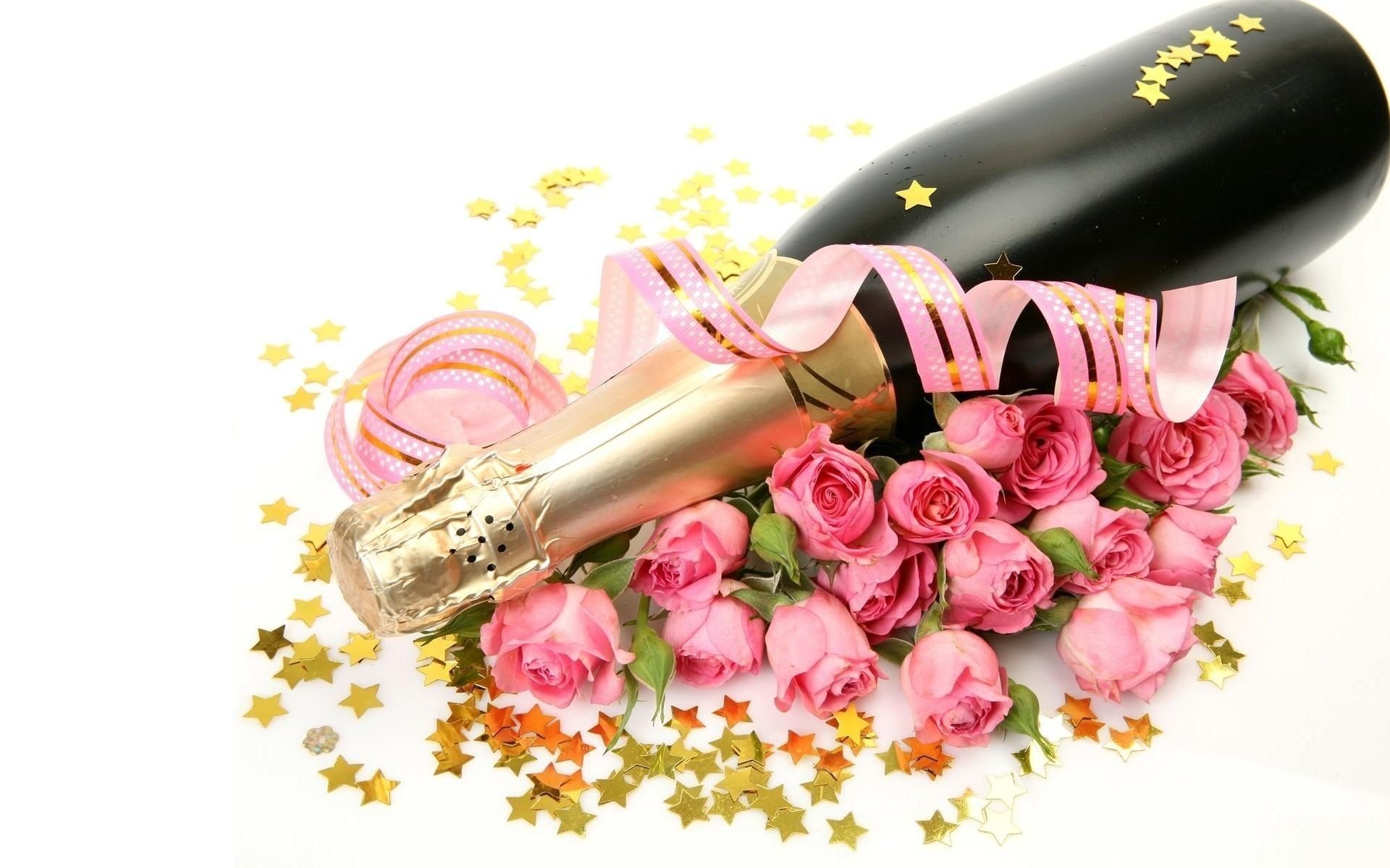 champagne rose stelle bottiglia