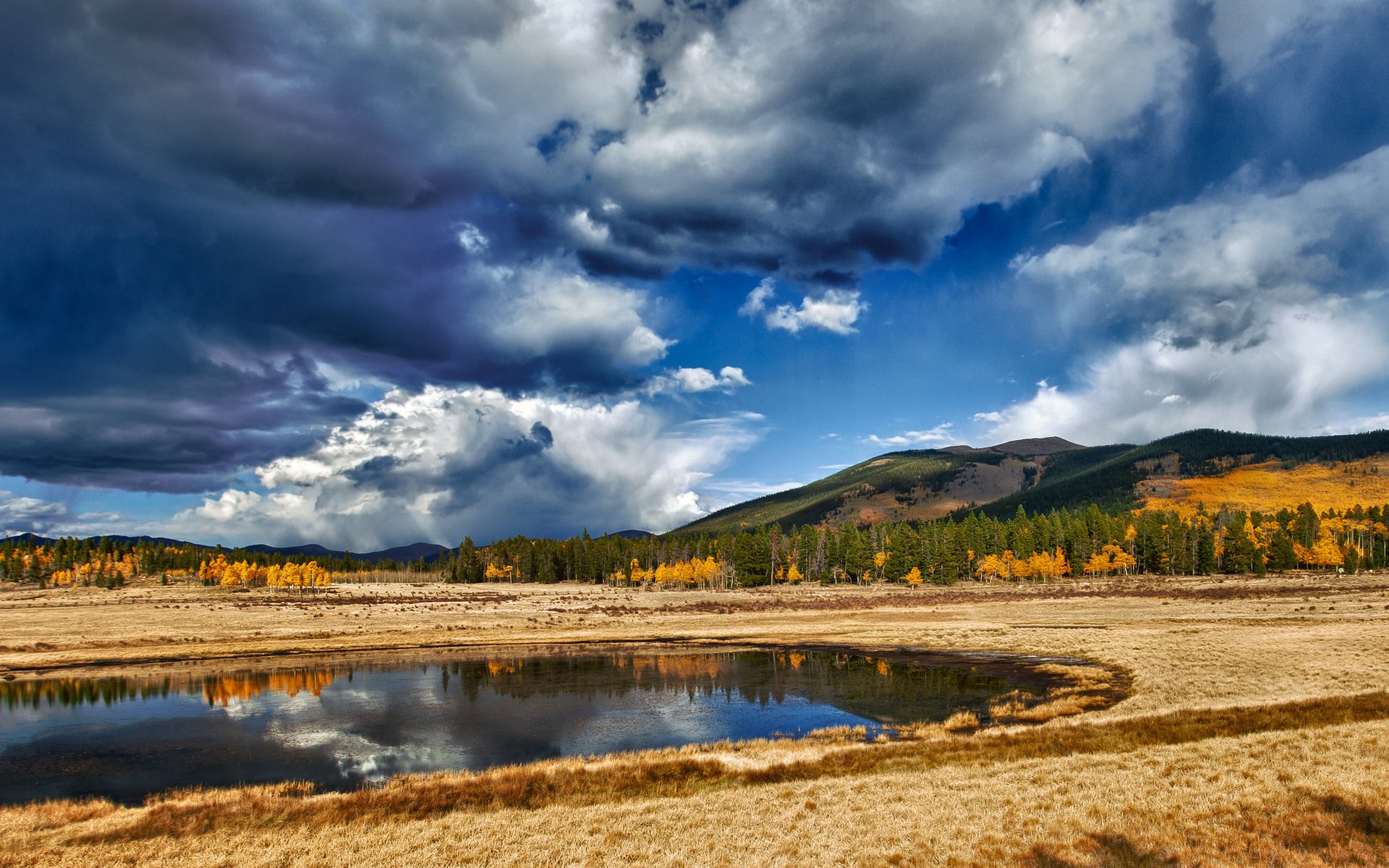 paysage nuages ciel nature lac