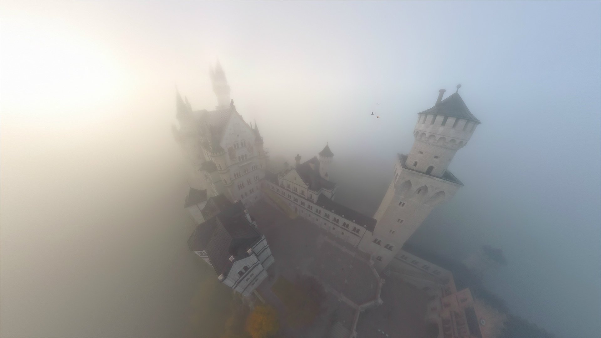 neuschwanstein château brouillard