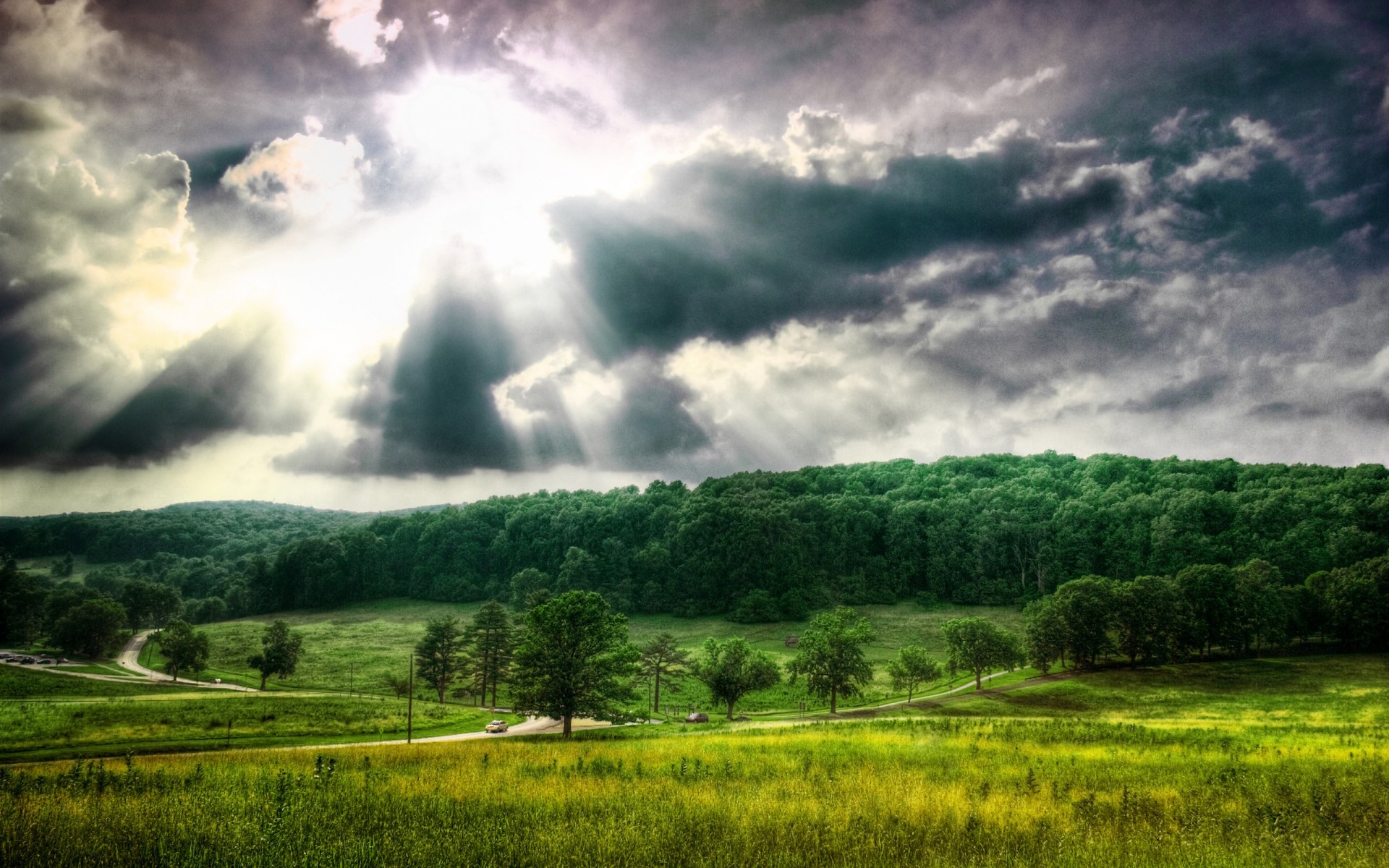 campo alberi nuvole