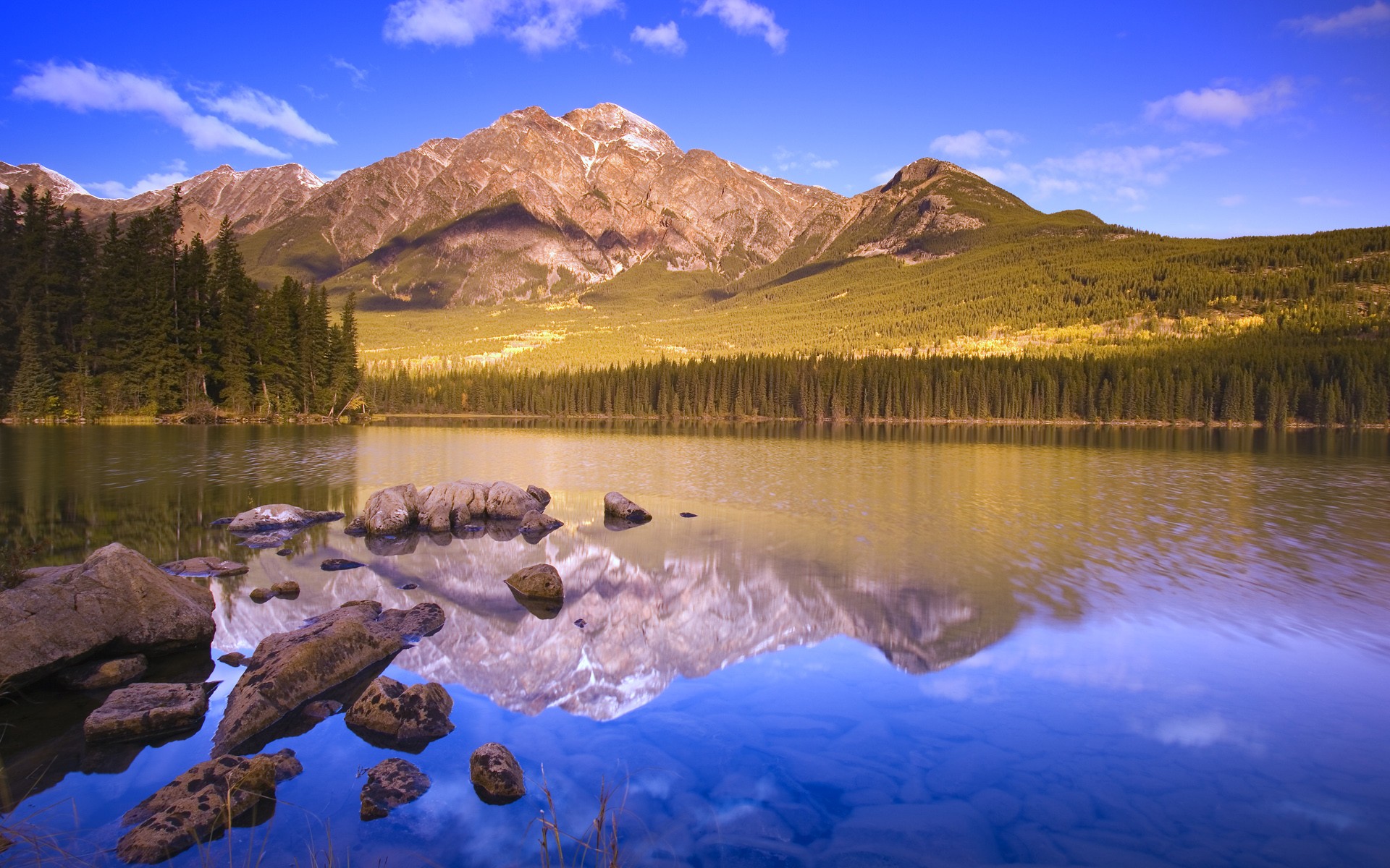 lake mountain reflection