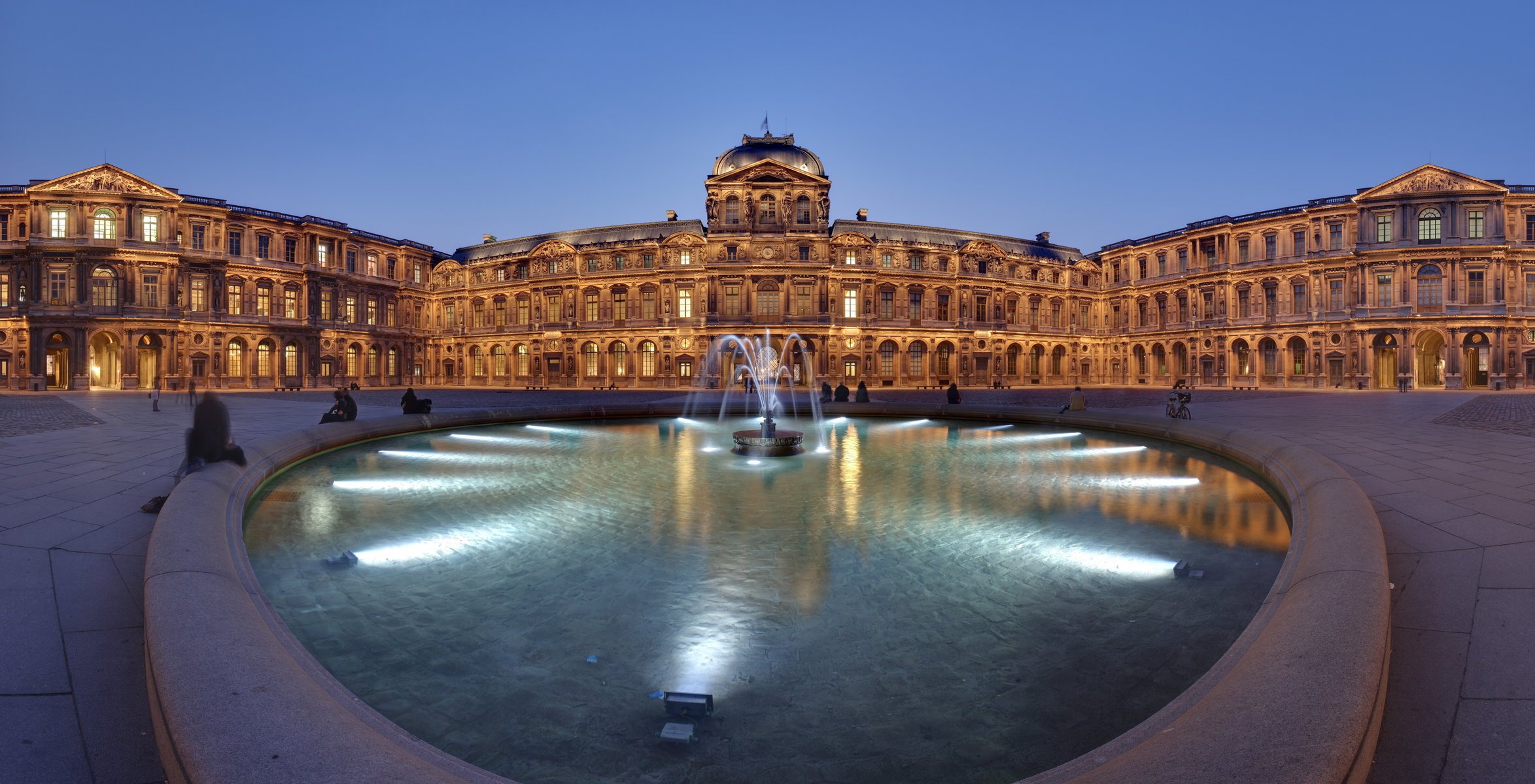 louvre panorama evening france fountain france lights louvre