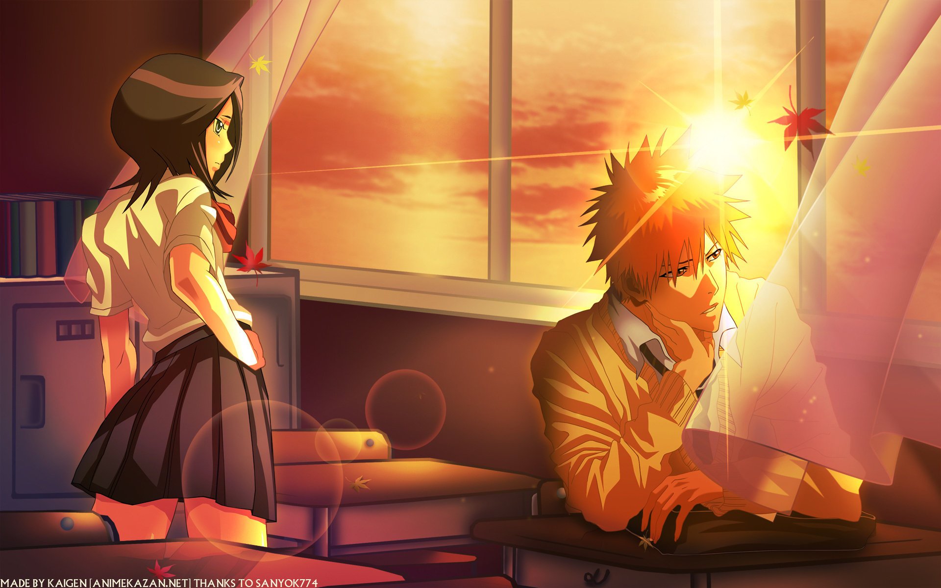 bleach kuchiki rukia ichigo kurosaki anime school