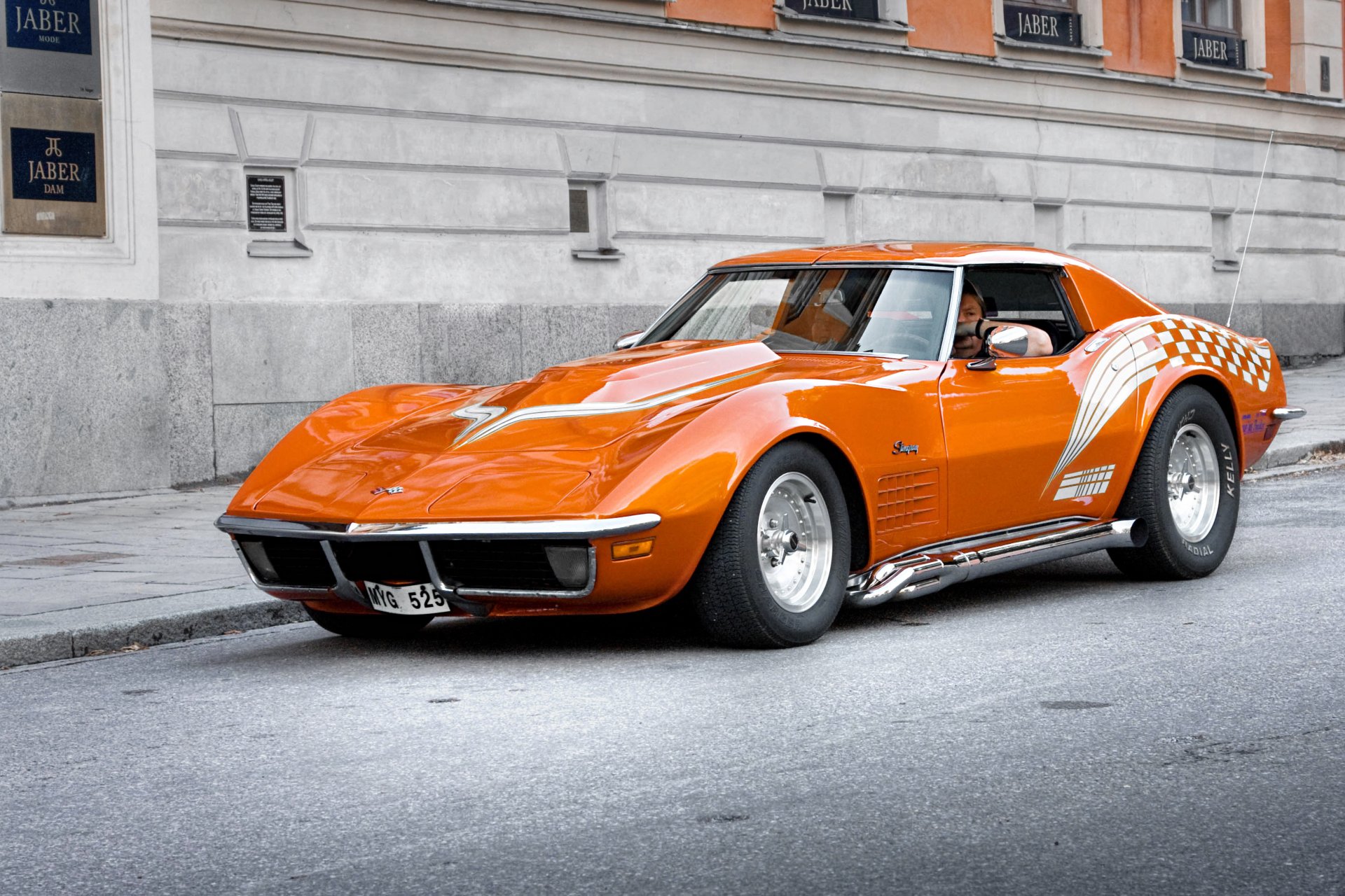 chevrolet corvette orange muscle car auto