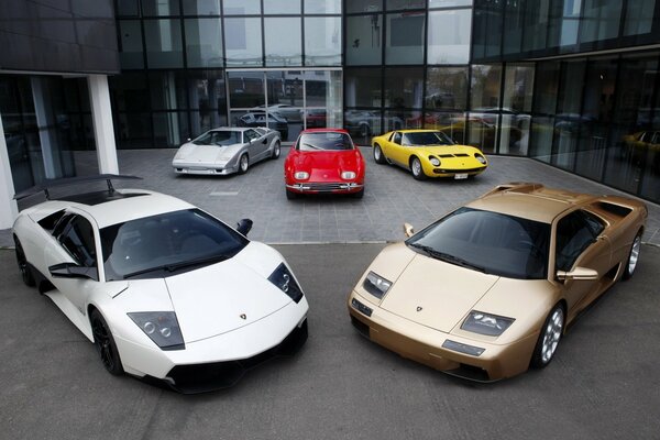 Expensive sports cars at the glass house