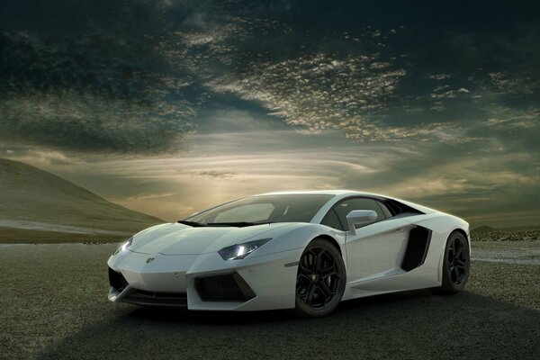 Cosmic sky combined with heavenly Lamborghini