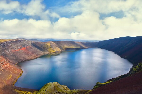 Volcano crater filled with water