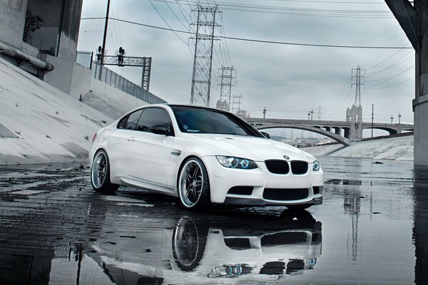 BMW photo with background on the bridge