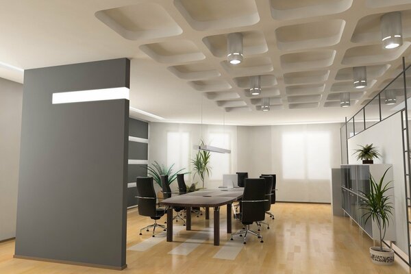 Stylish office interior in gray
