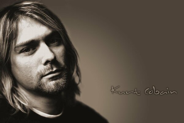Ein Foto von Kurt Cobain aus dem Nirvana im Sepia-Stil