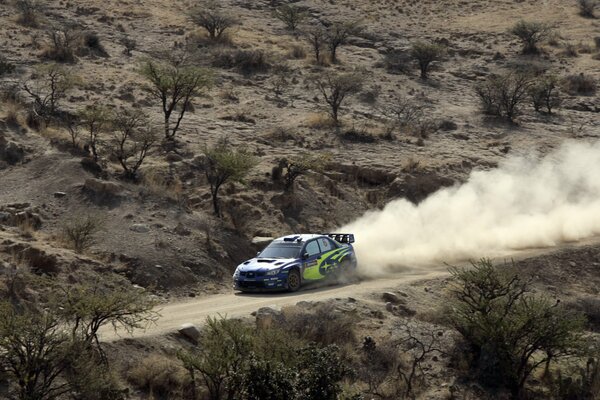 Subaru impreza wrx on the move at the rally