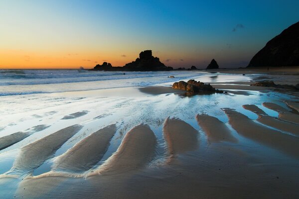 Seashore with blue stones