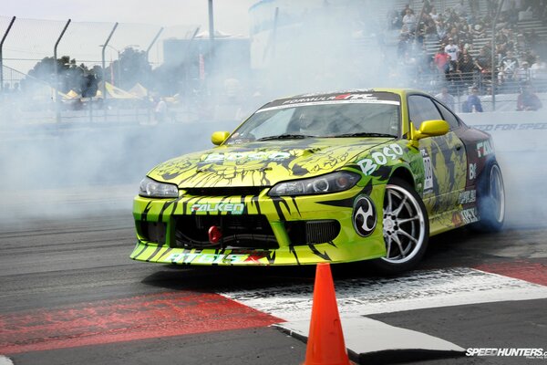 Drift Nissan s15 light green color