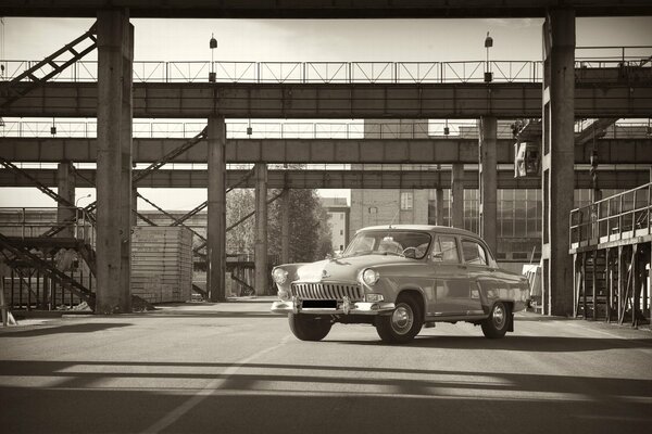 GAZ Volga car, on the background of the plant