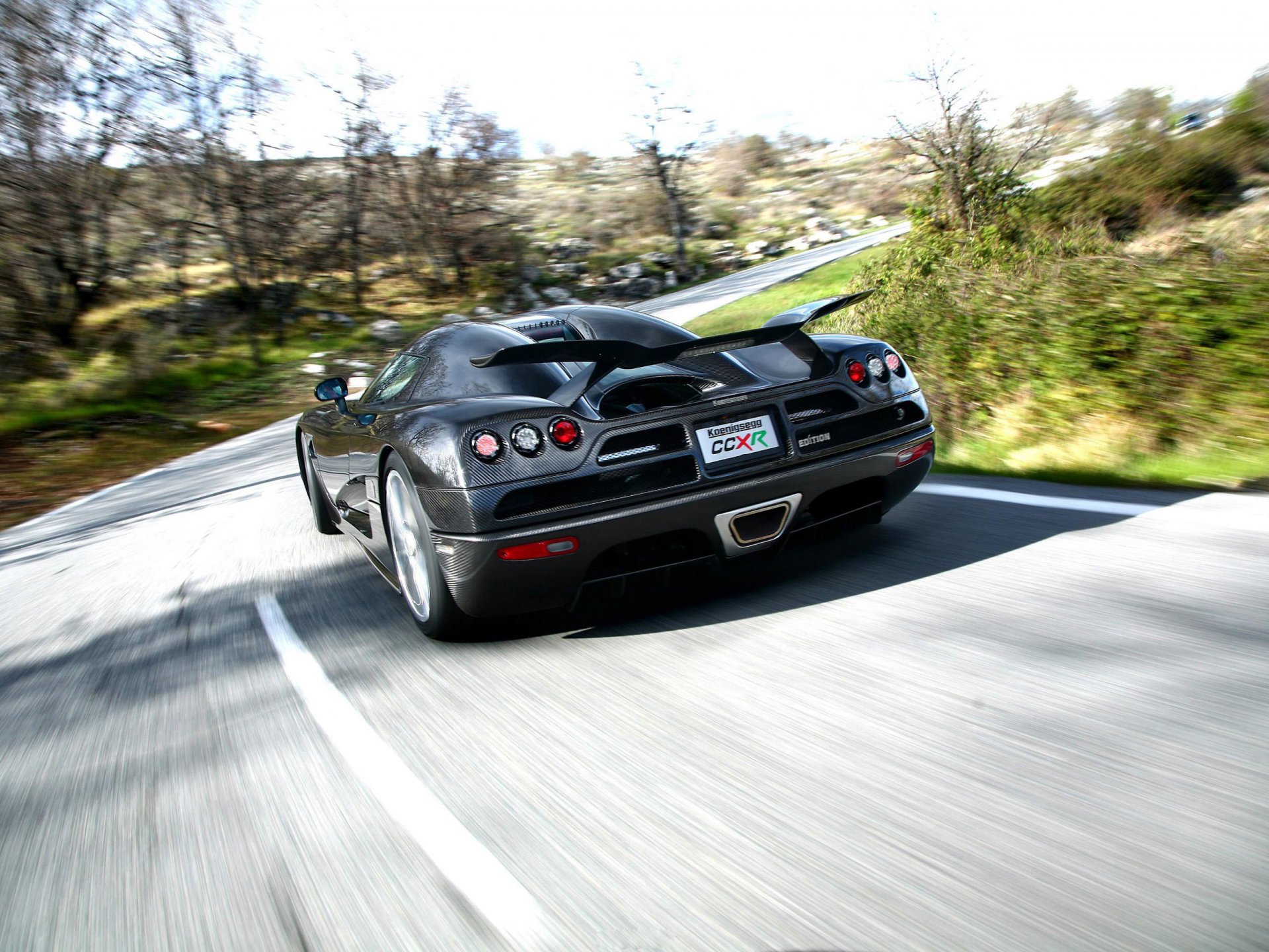 koenigsegg ccx road sky tree blur carbon